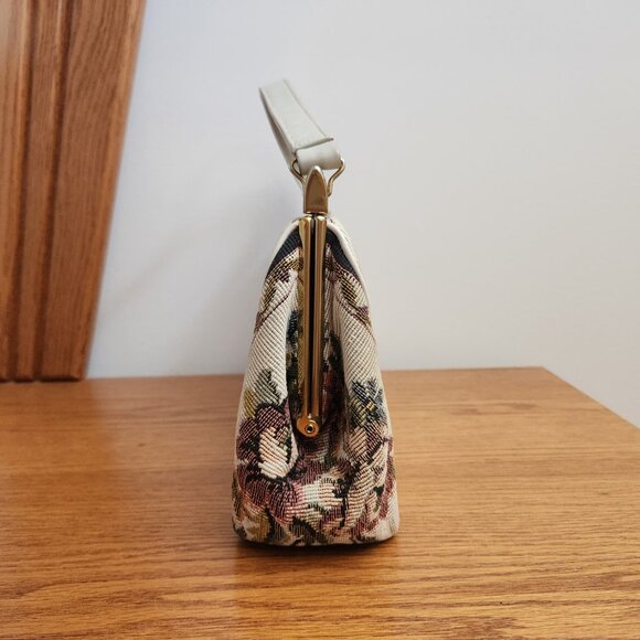 1960-S“ LA MARQUISE” VINTAGE FLORAL TAPESTRY AND LEATHER BAG - Picture 6 of 9